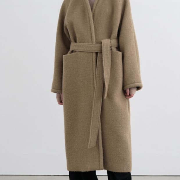 인사일런스 우먼 칼라리스 알파카 로브 코트 (그레이)