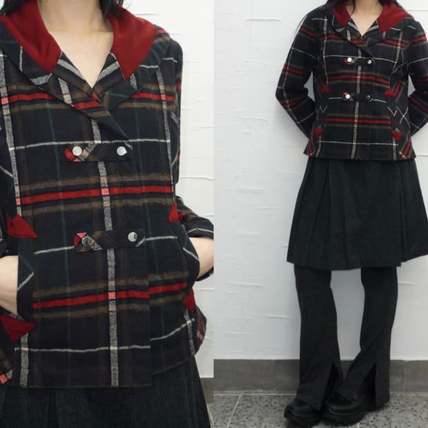 red Check pattern jacket