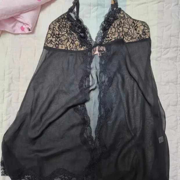 블랙 시스루 에블린 슬립