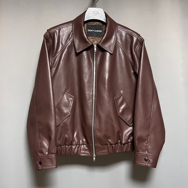 도프제이슨 비건레더 보머 자켓 브라운 L