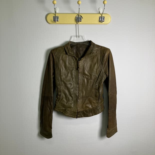 Armani 아르마니 진스 램스킨 투웨이 레더 자켓 36