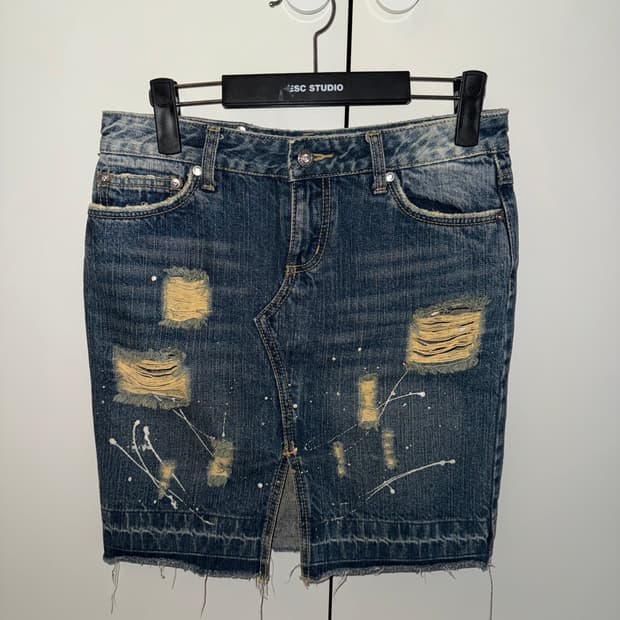 일본 빈티지 JOUER AUX ECHECS데님 스커트 갸루 Y2k