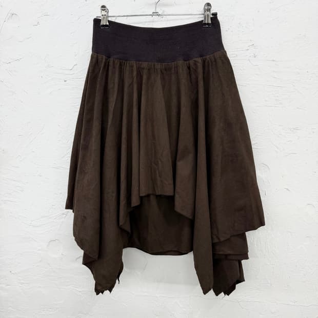 raw edge 레이어드 비대칭 스커트