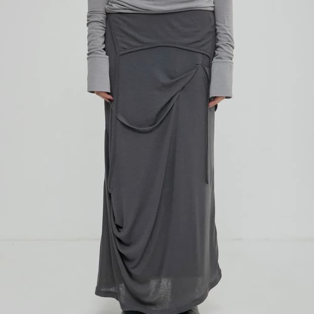 플레어업 Asymmetrical Draped Long Skirt