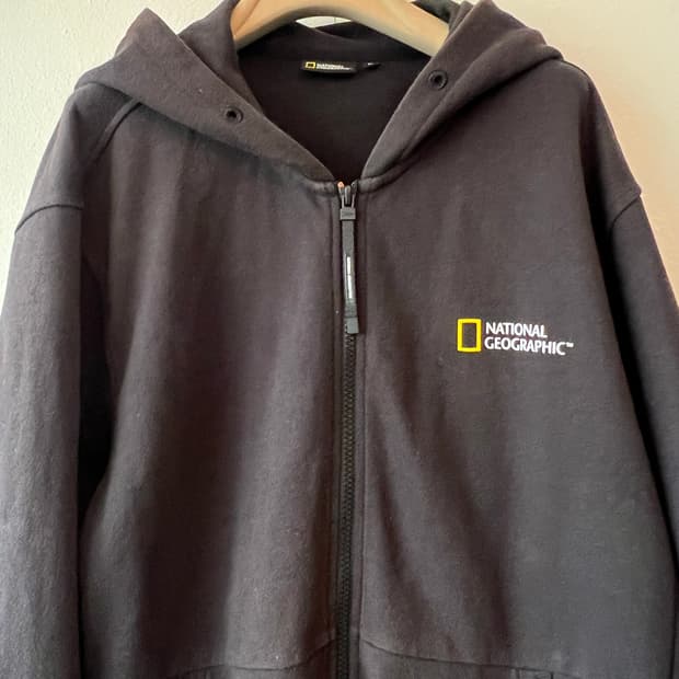 내셔널지오그래픽 남성 블랙 후드집업점퍼 코튼점퍼