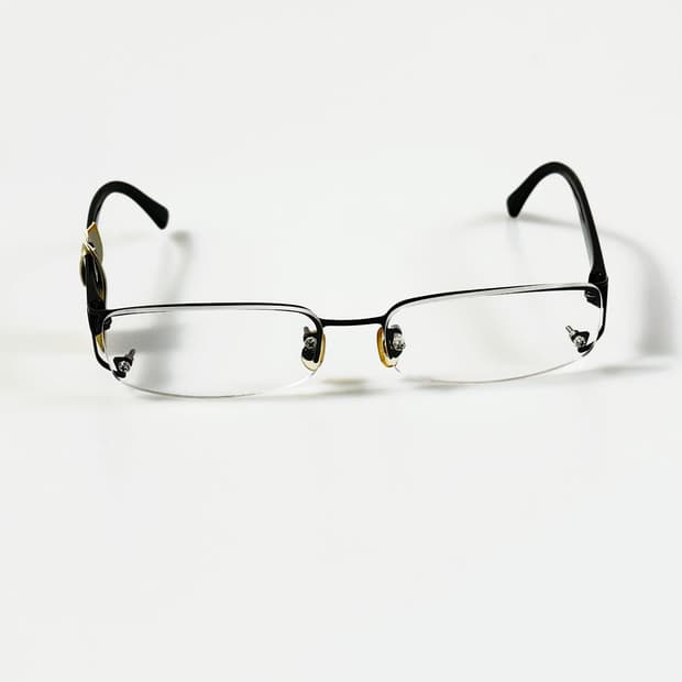 DARK 블랙 무테 스퀘어 메탈 프레임 빈티지 안경