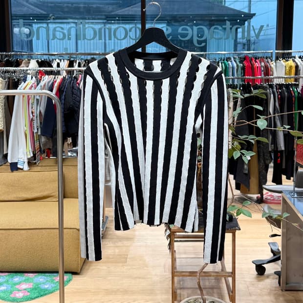 알렉산더 왕 블랙 화이트 스트라이프 니트 