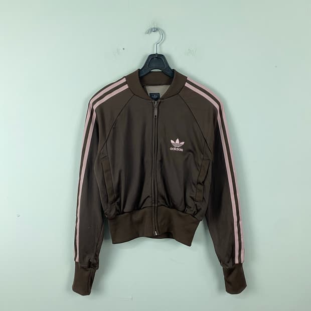 아디다스 브라운핑크 크롭 트랙탑 져지 XS <545>