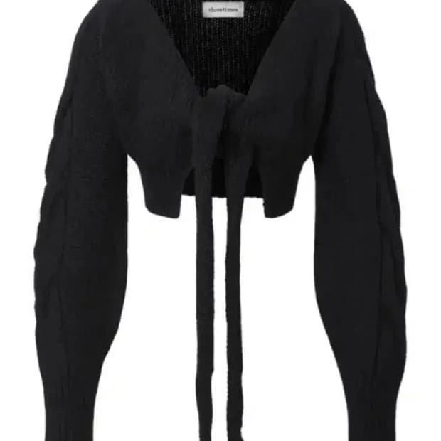 쓰리타임즈) 밤비 볼레로 가디건 블랙