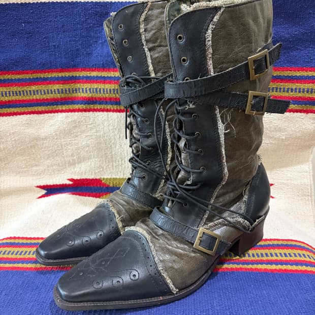 Uffda freak 웨스턴 그런지 레이스업 부츠