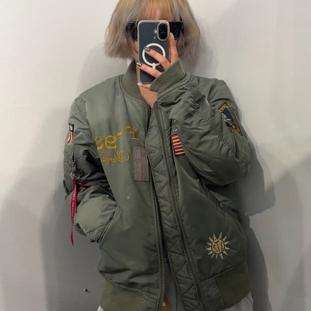 XL 엑스톤즈 플라잉 타이거즈 자수 MA-1 항공점퍼 카키