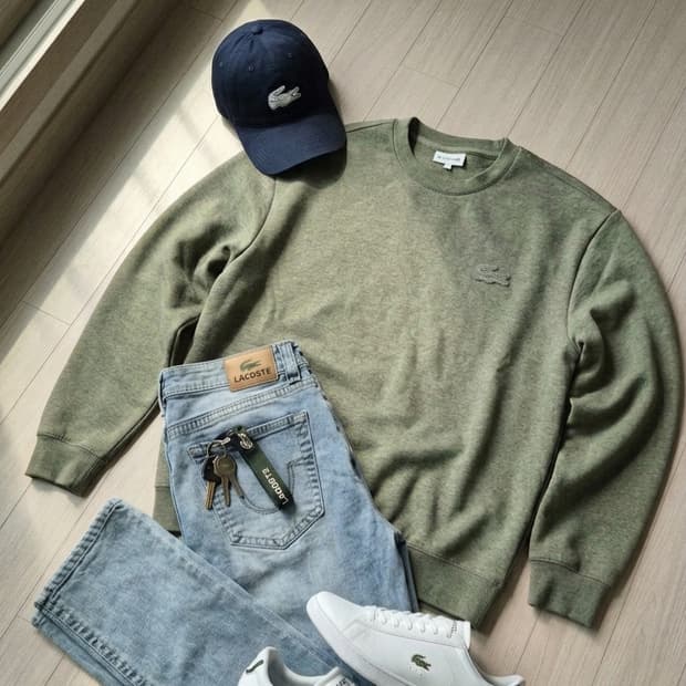 [라코스테] 새상품정품 남성 세미 릴렉스핏 맨투맨 (SH070E-54N)