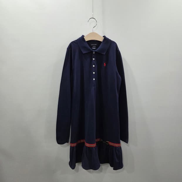 폴로랄프로렌 걸즈 피케 카라 원피스 네이비 L/12/14