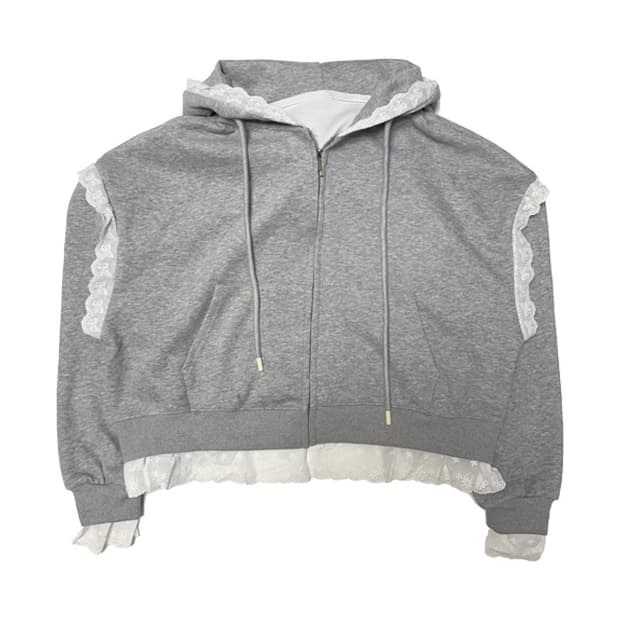 새상품 여자 레이스 크롭 후드집업