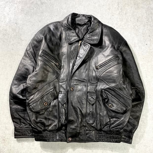 [XL] 90s Vintage 빈티지 멀티포켓 양가죽 레더 봄버자켓