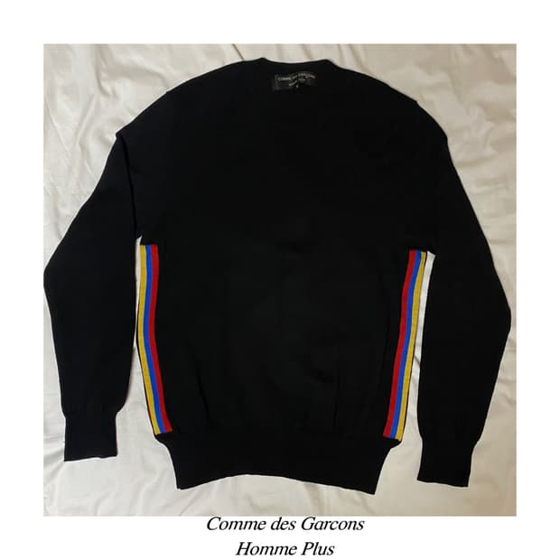 꼼데가르송 옴므플러스 사이드 디테일 울 니트 아카이브 가디건