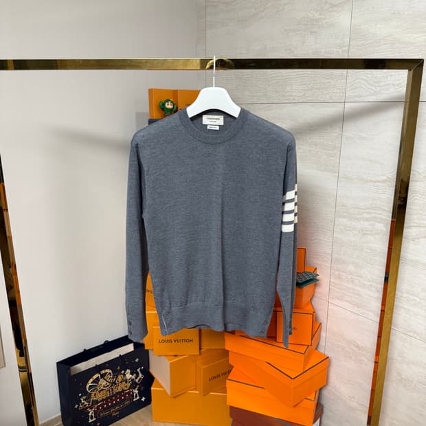 [4사이즈]톰브라운 사선 울 그레이 니트