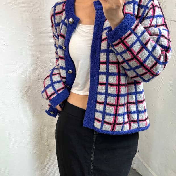 Courreges 꾸레쥬 트위드 멀티컬러 가디건