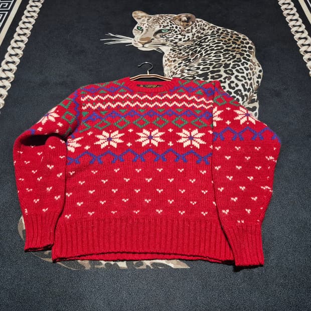 80's 에디 바우어 크리스마스 빈티지 니트 스웨터 L