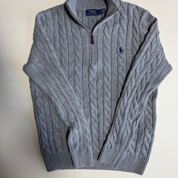 (M) 폴로 랄프로렌 케이블 니트 스웨터 그레이