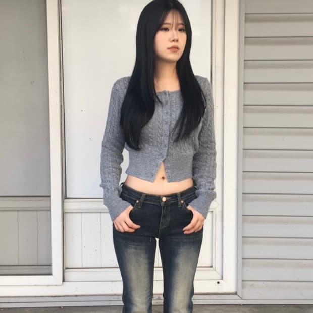 아워캐비넷 페일 크롭 가디건 pale crop cardigan 그레이