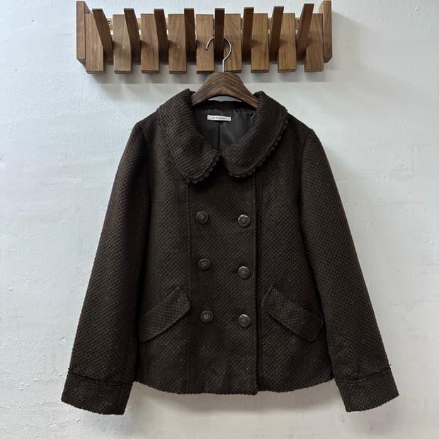 일본빈티지 둥근카라 axes femme 엑시즈팜 더블 버튼 브라운 코트