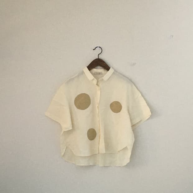 도트 반팔 블라우스