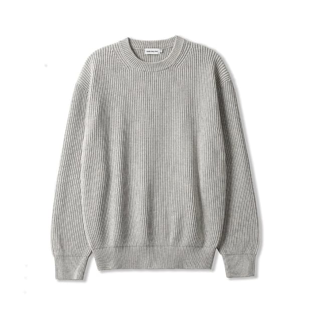 스테디에브리웨어 크루넥 코튼 립 니트 (화이트 멜란지) 