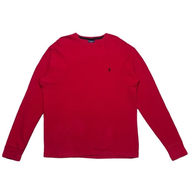 POLO RALPH LAUREN 크루넥 와플 롱슬리브 레드 M