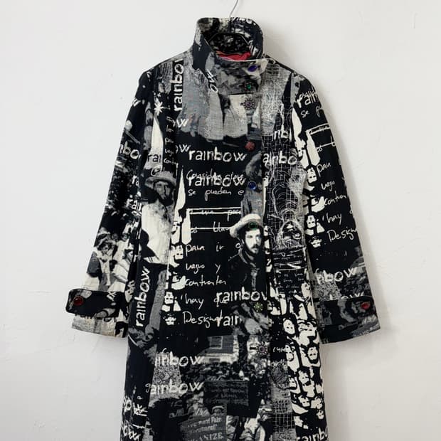 Desigual 풀 프린트 하이넥 코트