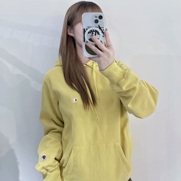 챔피언 리버스위브 레몬 스웻 후드