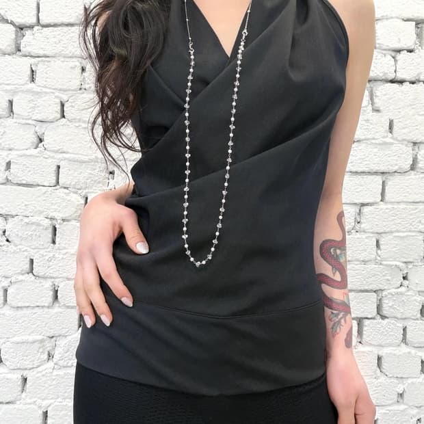 Noir Draped Halterneck Bias Top