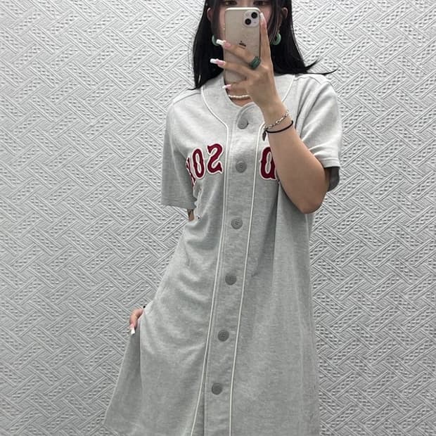MLB 레드삭스 캐주얼 키치 야구 유니폼 셔츠 원피스 90 C13859