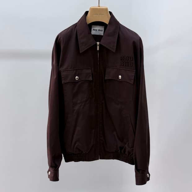 [S+급/40] 미우미우 워시드 개버딘 블루종 자켓 코코아 브라운
