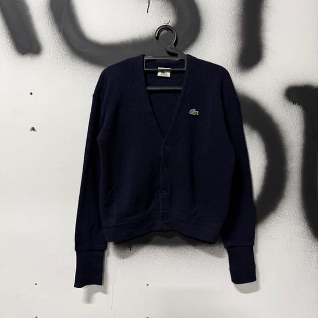라코스테 서광 버진 울 100% 크롭 가디건