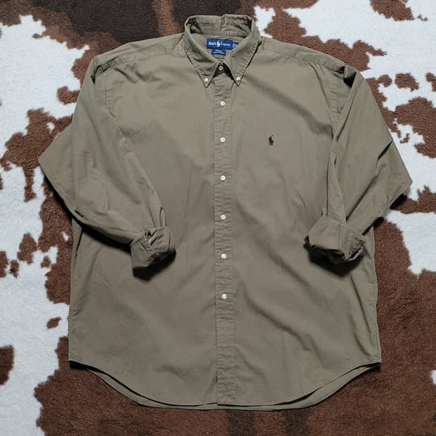 폴로 랄프로렌 남성용 카키컬러 면남방(XL)