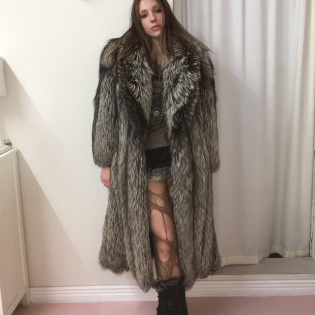 Mixed brown fox fur maxi coat 
