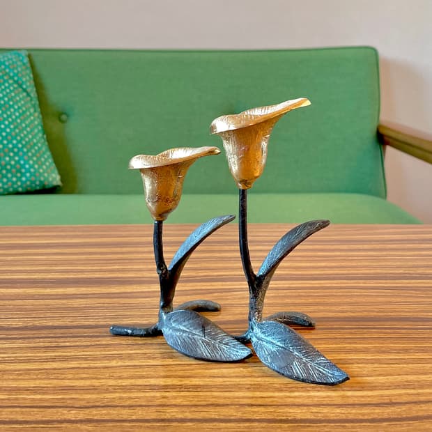 [USA 미드센추리 빈티지] 앤틱 브라스 & 브론즈 캔들홀더