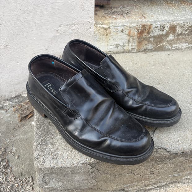 Bass 블랙 레더 슬립온 로퍼 250