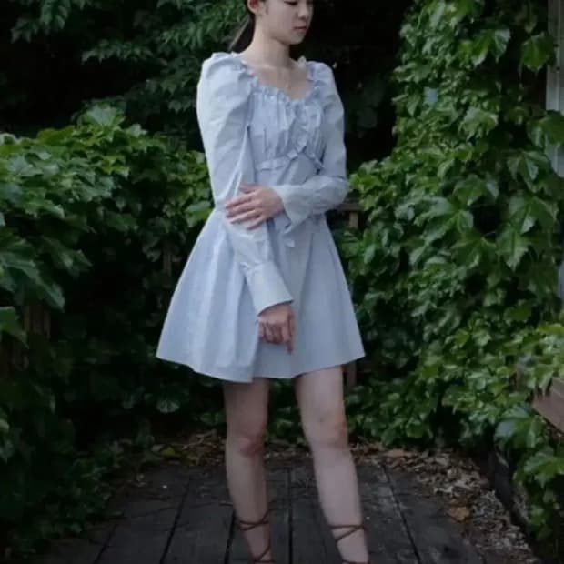 플로움 치치 드레스 블루 s 택달린 새제품