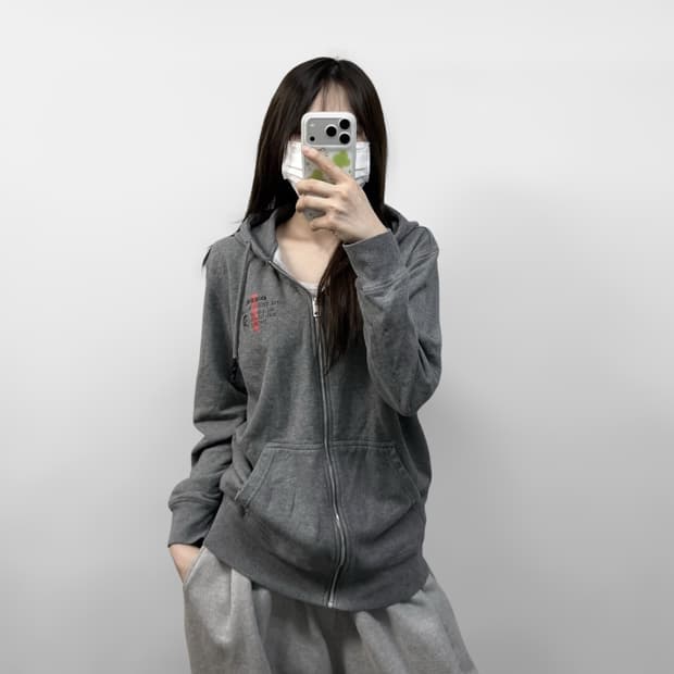 디젤 Diesel 스몰 로고 후드집업 그레이