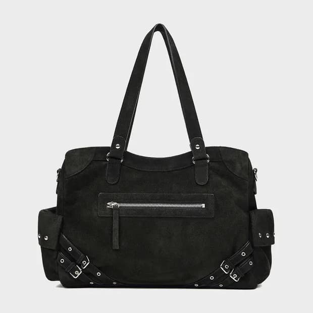 다이닛 가방 스웨이드 블랙 STUD POCKET BIG BAG 