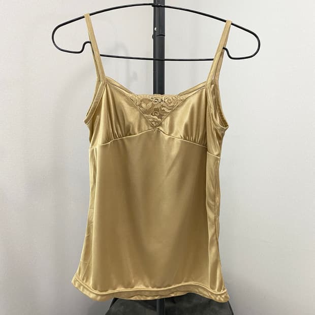 Glossy Satin Lace Trim Camisole Top