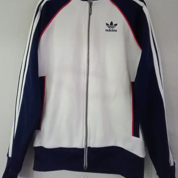 아디다스 화이트 네이비 트랙탑 저지 져지집업 100/L