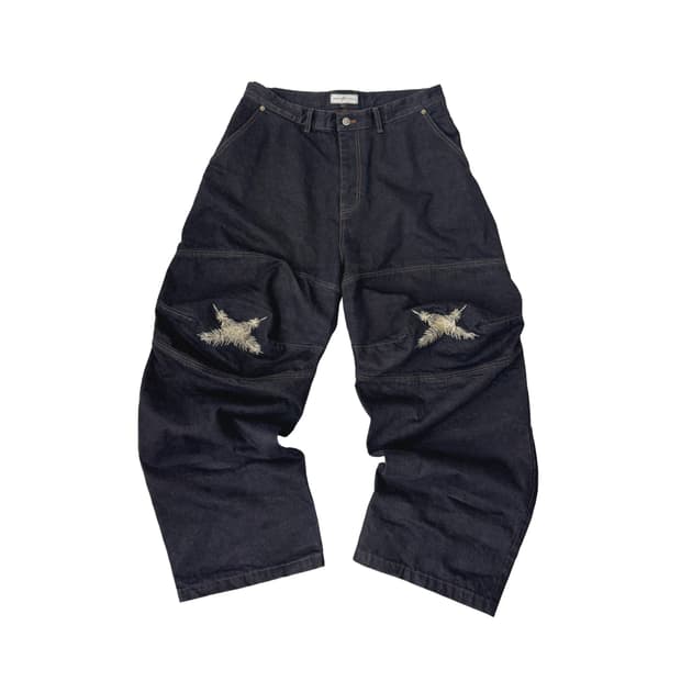 Ooki Feather Denim Pants - Dark Indigo