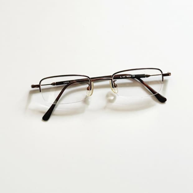 90s LOZZA 브라운 메탈 스퀘어 반무테 빈티지 안경