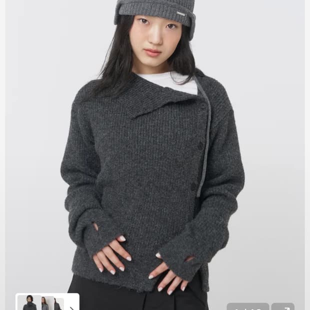 미세키서울 사이드 버튼 니트 차콜