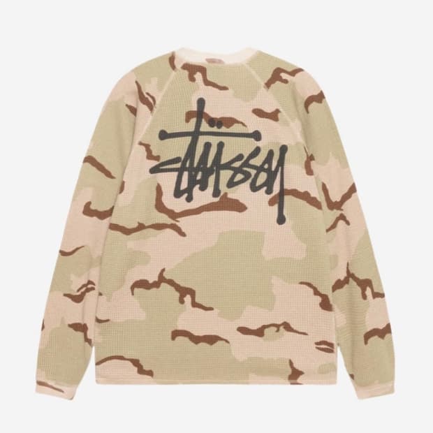 스투시 래글런 써멀 롱슬리브 크루 샌드 카모 L