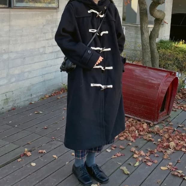 검정 롱코트 떡볶이코트