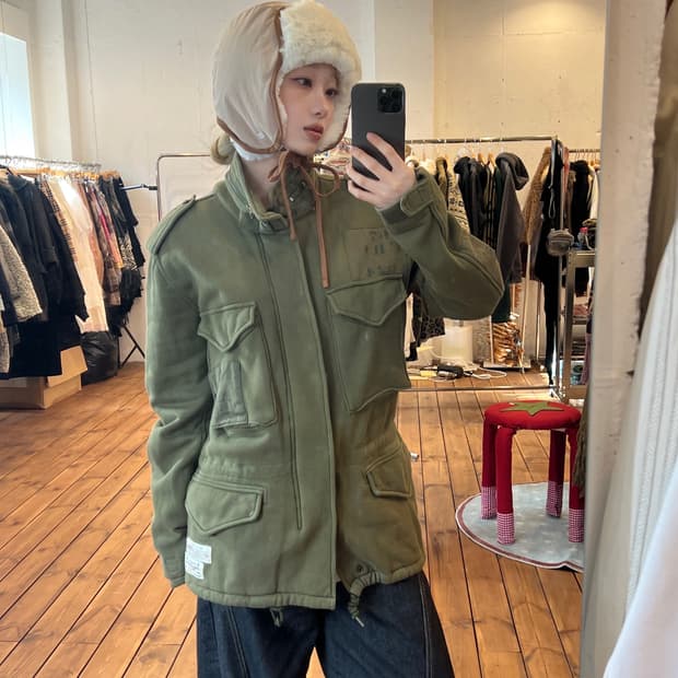 폴로 카키 패치 포켓 집업